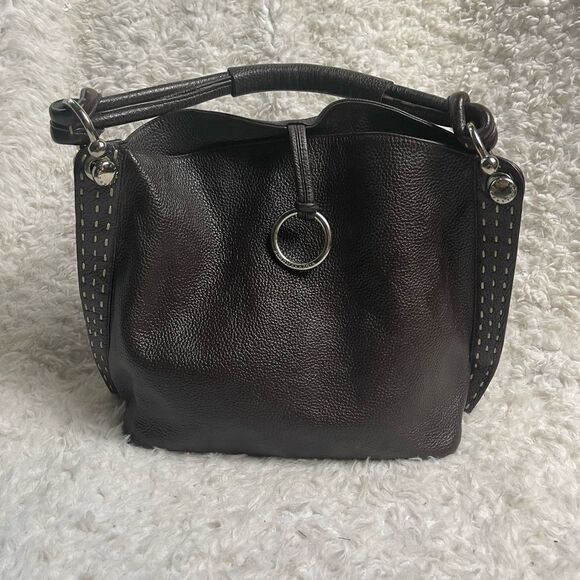 BCBGMAXAZRIA Hobo Leather dark Brown Bag Stitching accent,silver tone hardwares - Picture 6 of 16